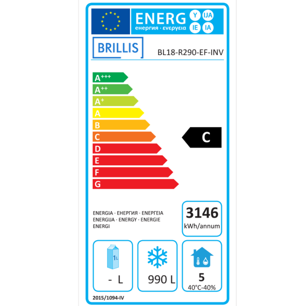 Шафа морозильна Brillis BL18-LED-R290-EF-INV енергозберігаюча